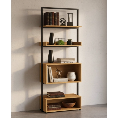 REGAŁ NA KSIĄŻKI METALOWE DREWNO LITE DĄB JESION OLCHA RNK-127B